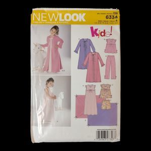 New Look 6334 Girls Nightgown  Robe Pant & Shorts Pajamas  Blanket Sz A 3-8
